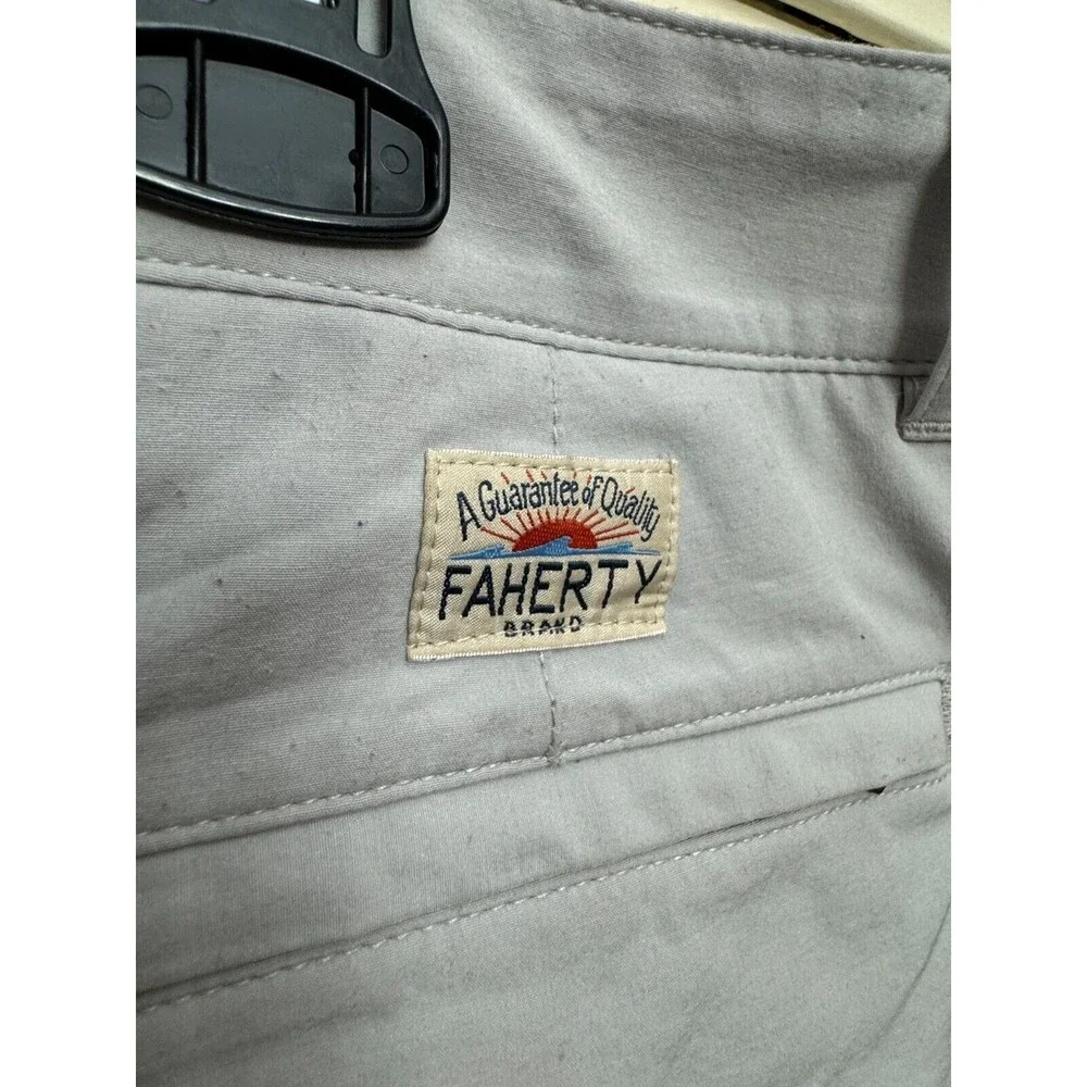 Faherty Shorts Gray Men’s Size 33 Linen Cotton Blend Flat Front Chino